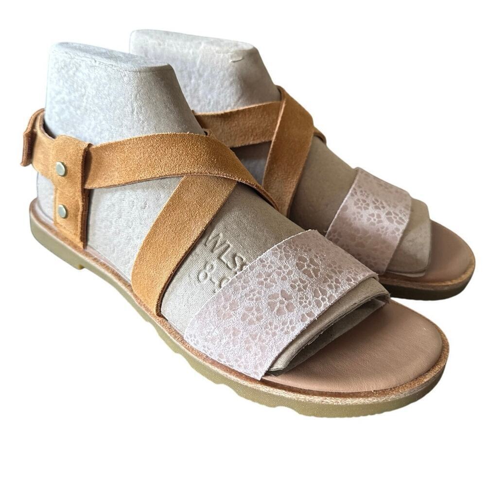 NIB Women’s Sorel Ella III Crisscross Sandal Brown Canyon Gold Size 9